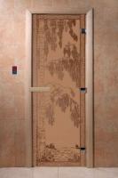 Дверь "Березка" (бронза матовое) 200х80, 8 мм, 3 петли, коробка ольха. 