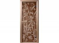 Дверь "Бамбук и бабочки" (бронза) 190х70, 6мм, 2 петли коробка хвоя